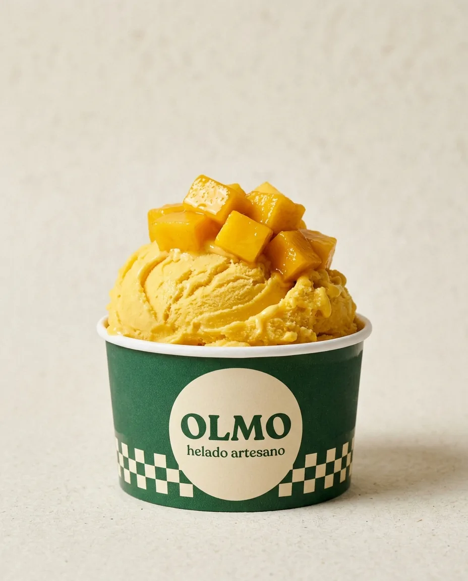 OLMO's small green cup, alone, on paper.